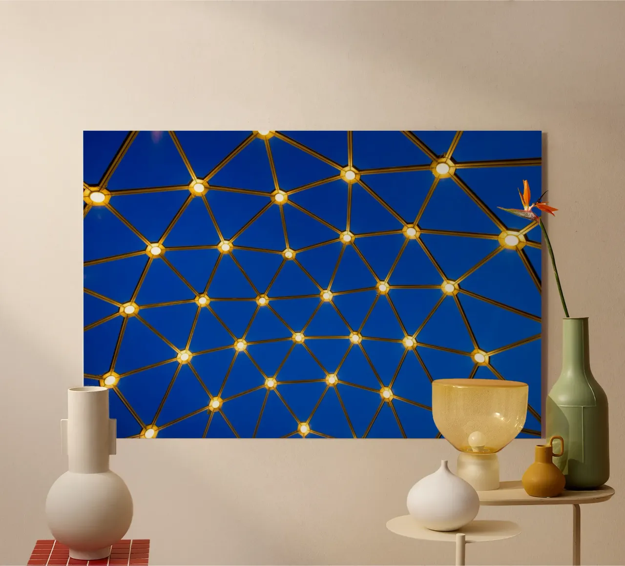 Lamps on blue background acrylic glass by anderm