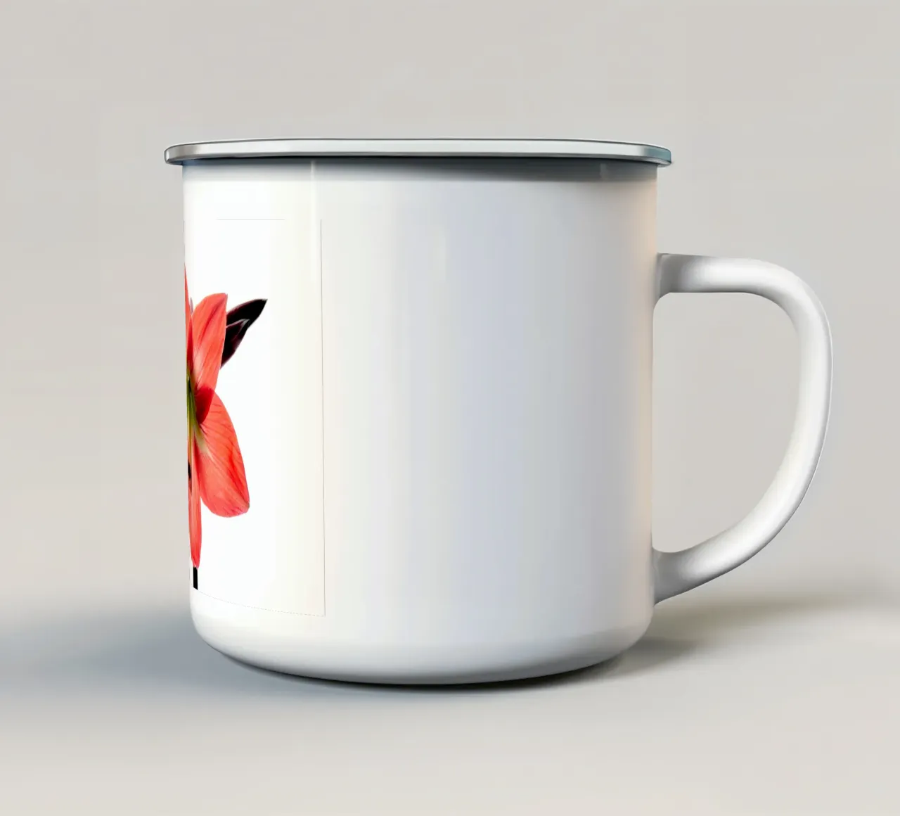 Amaryllis rosso tazza in smalto da anderm