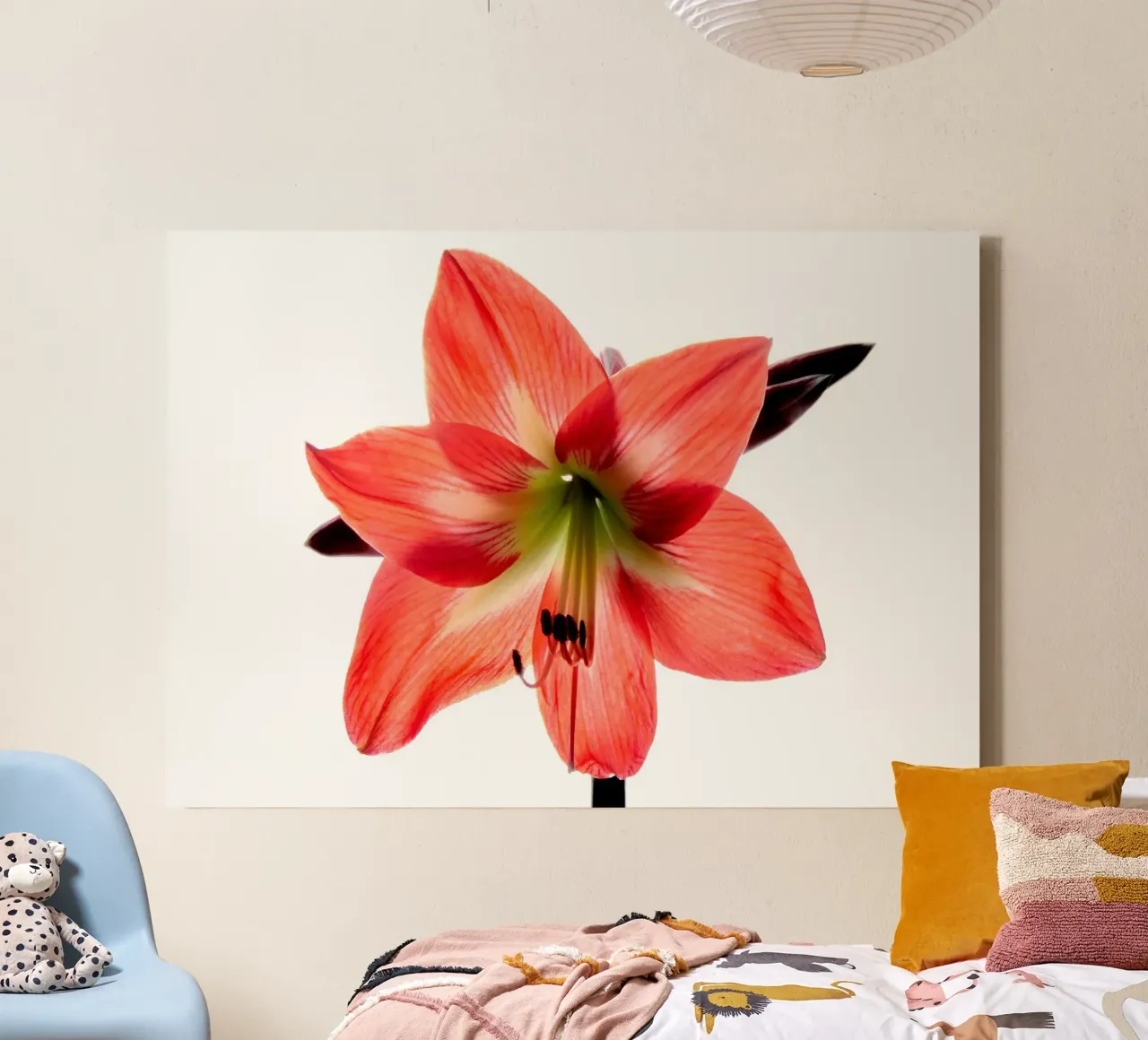 Amaryllis rosso tela con Cornice a cassetta da anderm