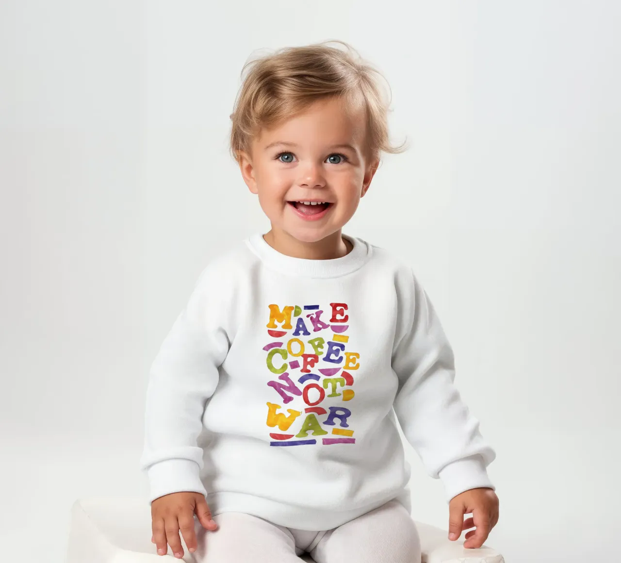 Make Coffee Not War baby sweatshirt by Gunawan Rb