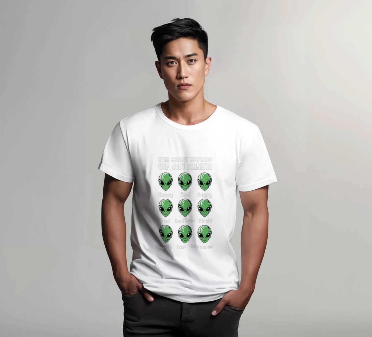 The many moods of an alien t-shirt da edsonramosart