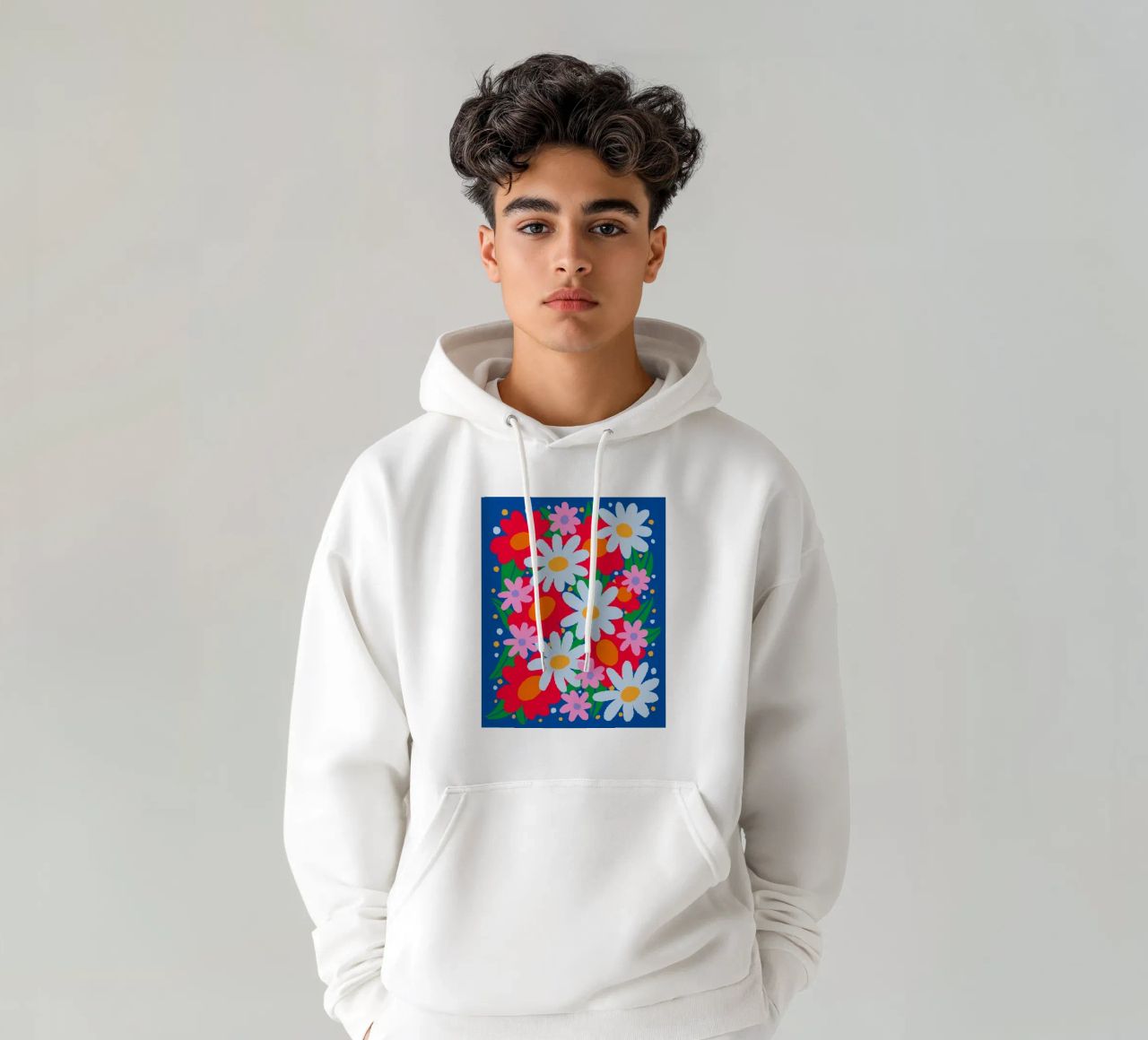Fiori colorati e audaci felpa con cappuccio da Wackapacka