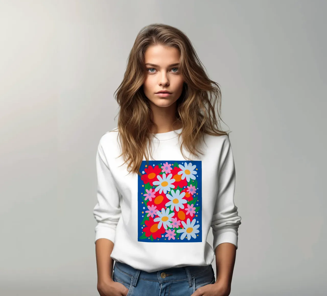 Knal kleurige bloemen sweatshirt van Wackapacka