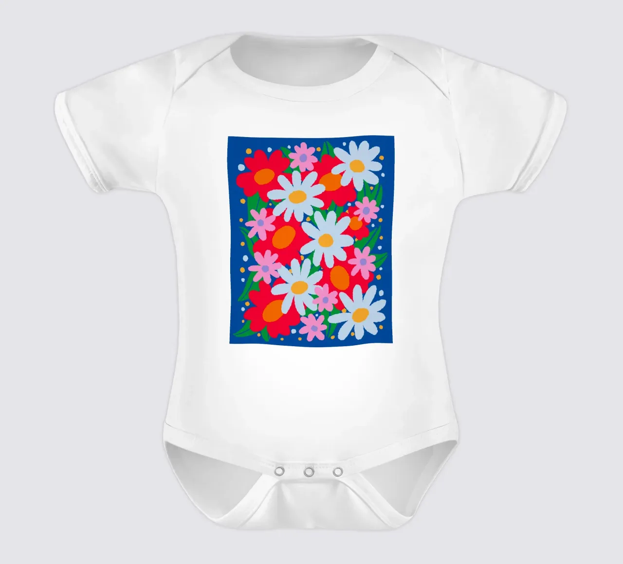 Fiori colorati e audaci body neonato maniche corte da Wackapacka