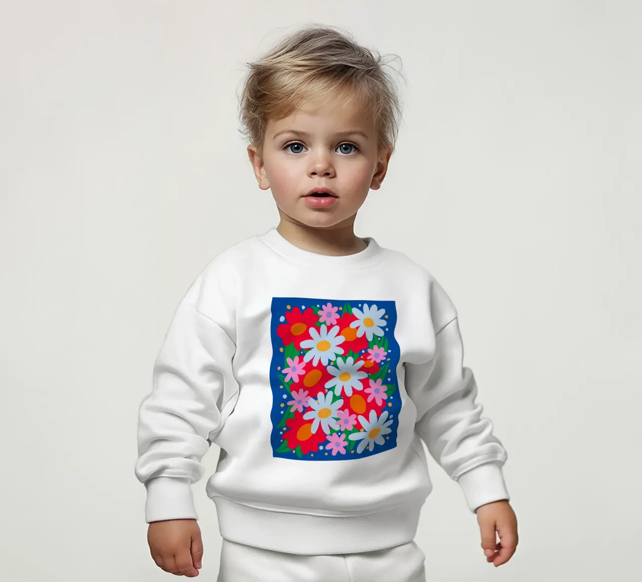 Bold colorful flowers baby sweatshirt by Wackapacka