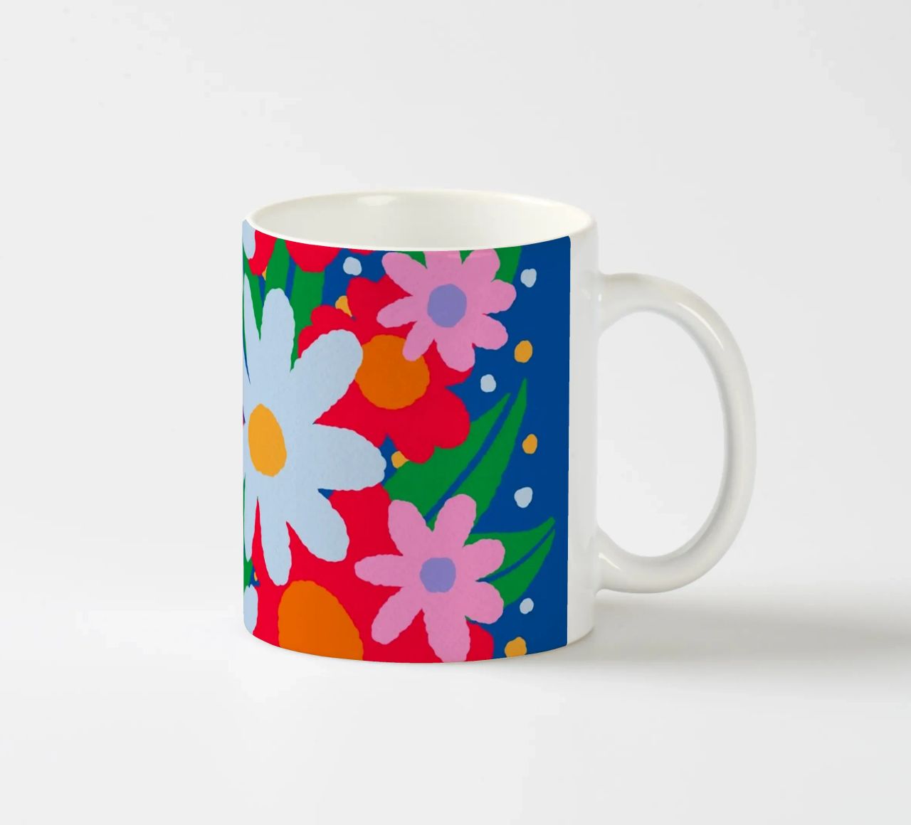 Fiori colorati e audaci tazza in ceramica da Wackapacka