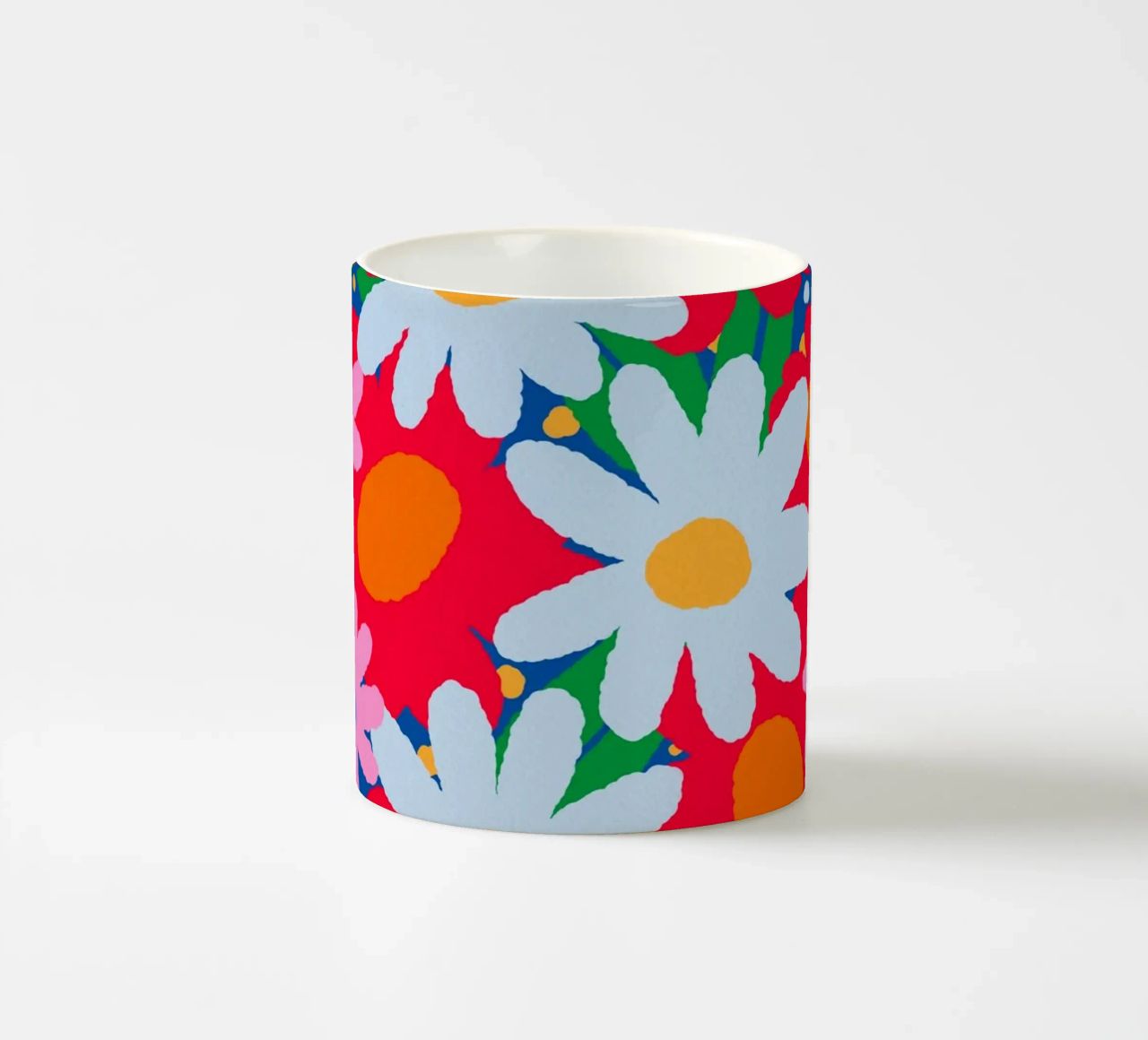Fiori colorati e audaci tazza in ceramica da Wackapacka