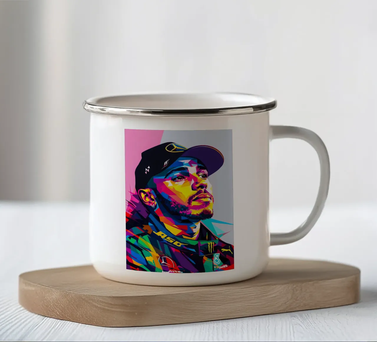 Lewis Hamilton tazza in smalto da HopeStudio
