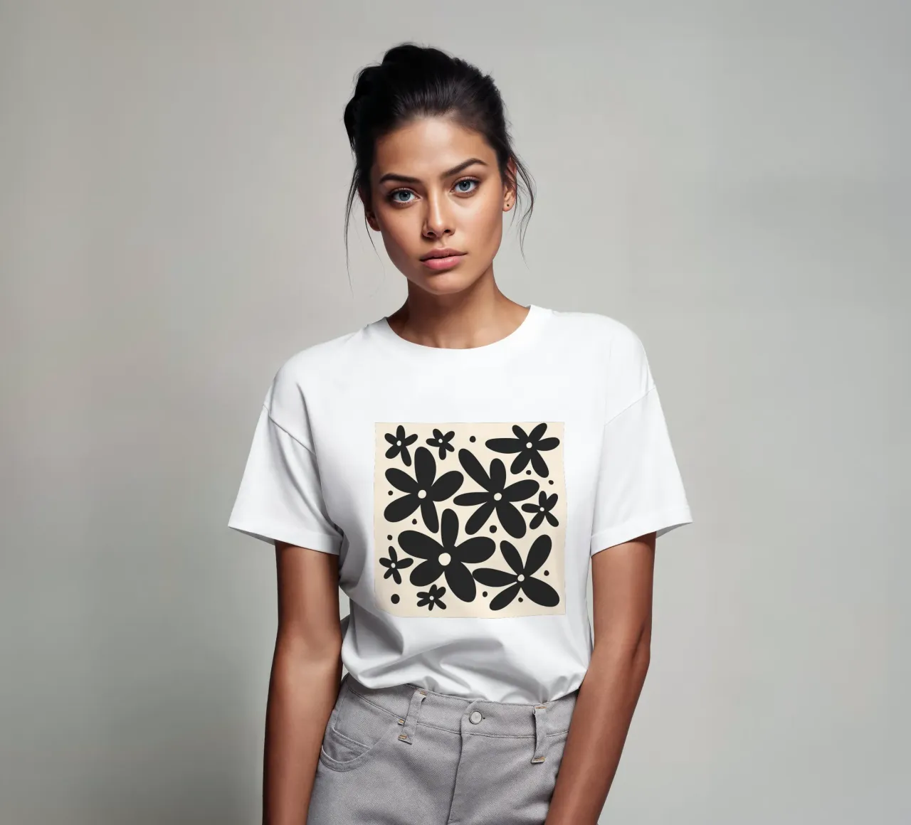 Margherite astratte monocromatiche t-shirt da Wackapacka