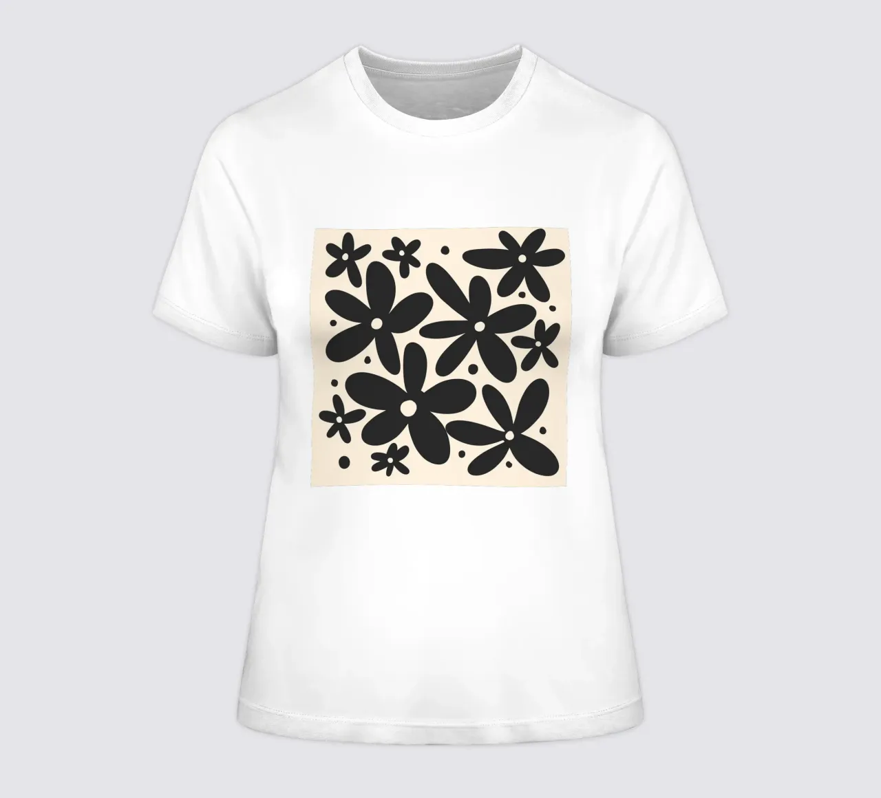 Abstract monochrome daisies women's fitted t-shirt by Wackapacka