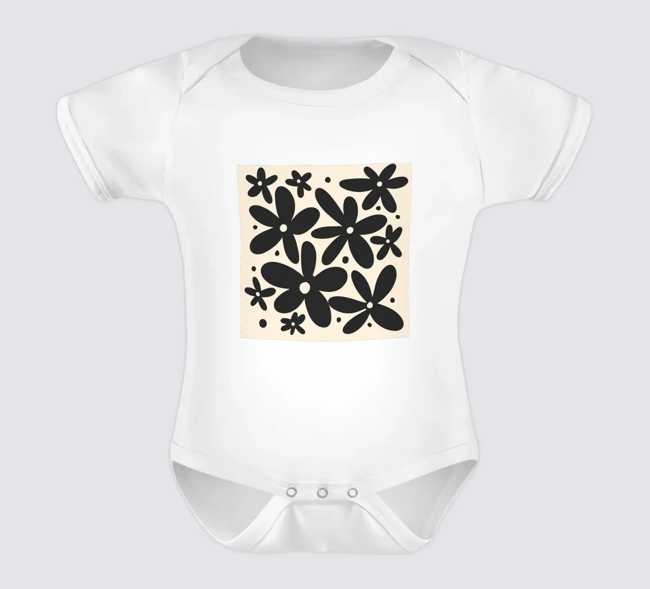 Margherite astratte monocromatiche body neonato maniche corte da Wackapacka