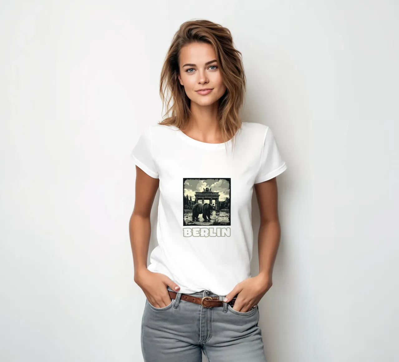 Berlin - Metropolis of Memories women's fitted t-shirt by Nikis Art Studio