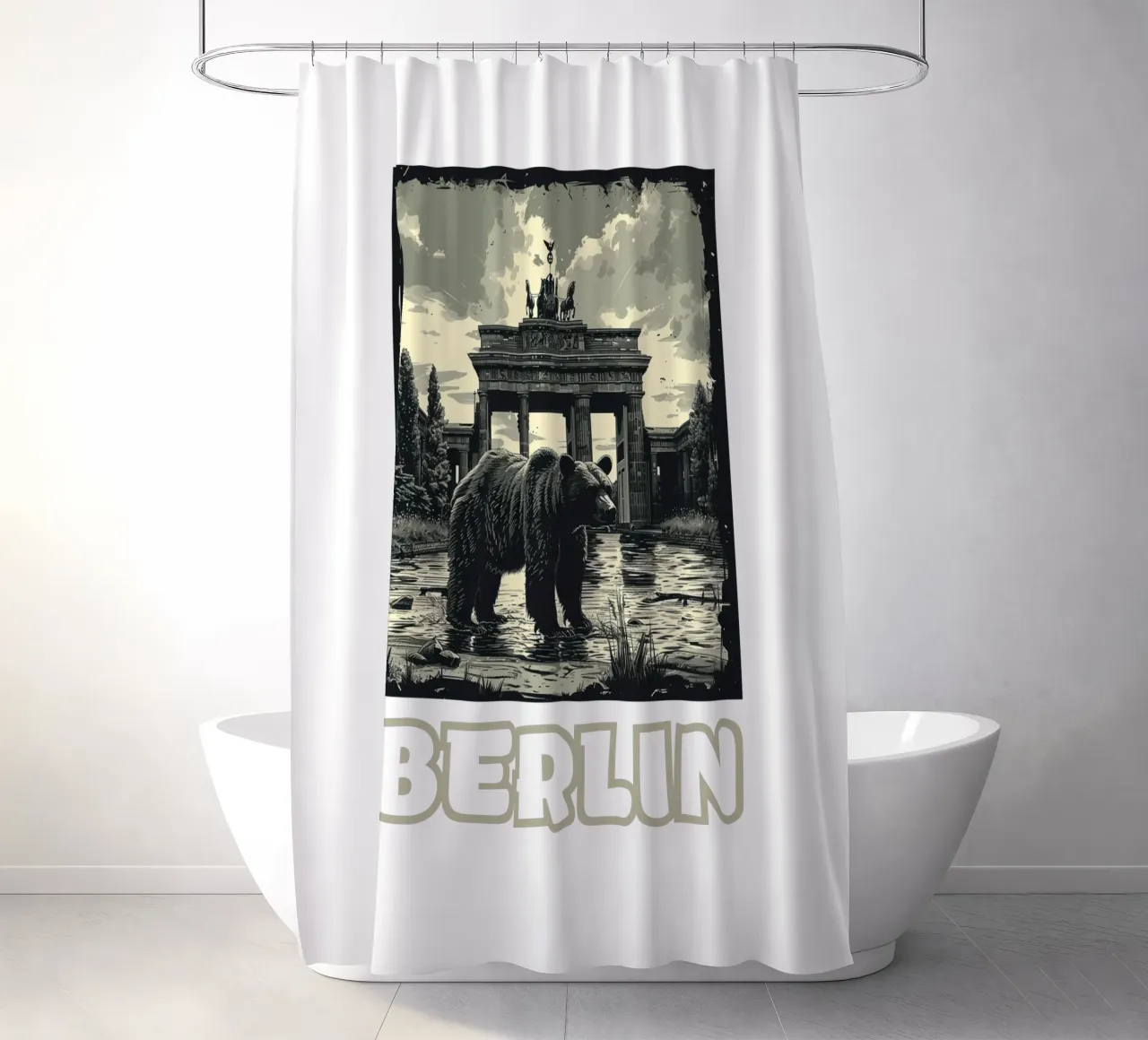 Berlin - Metropolis of Memories shower curtain by Nikis Art Studio