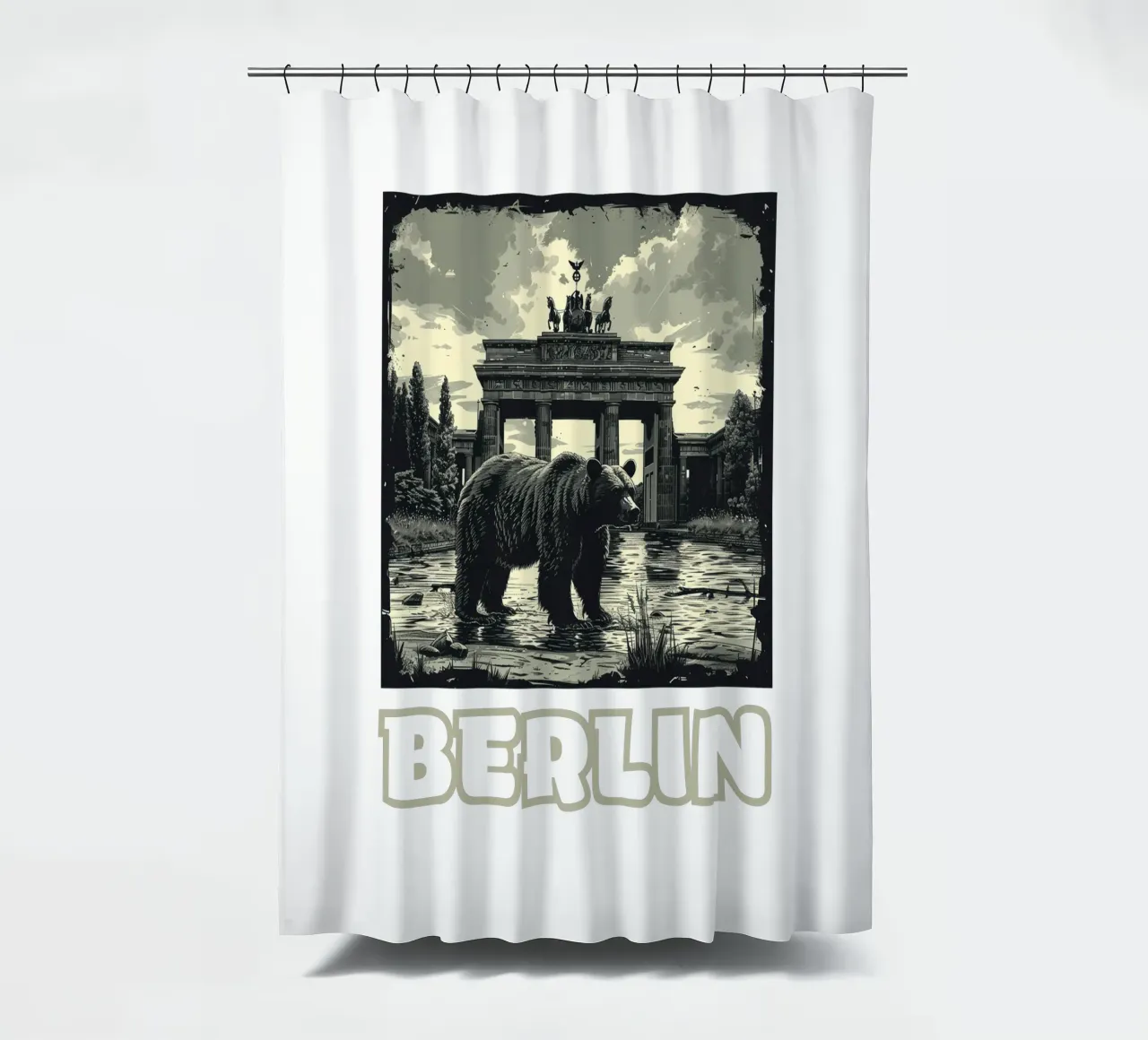 Berlin - Metropolis of Memories shower curtain by Nikis Art Studio
