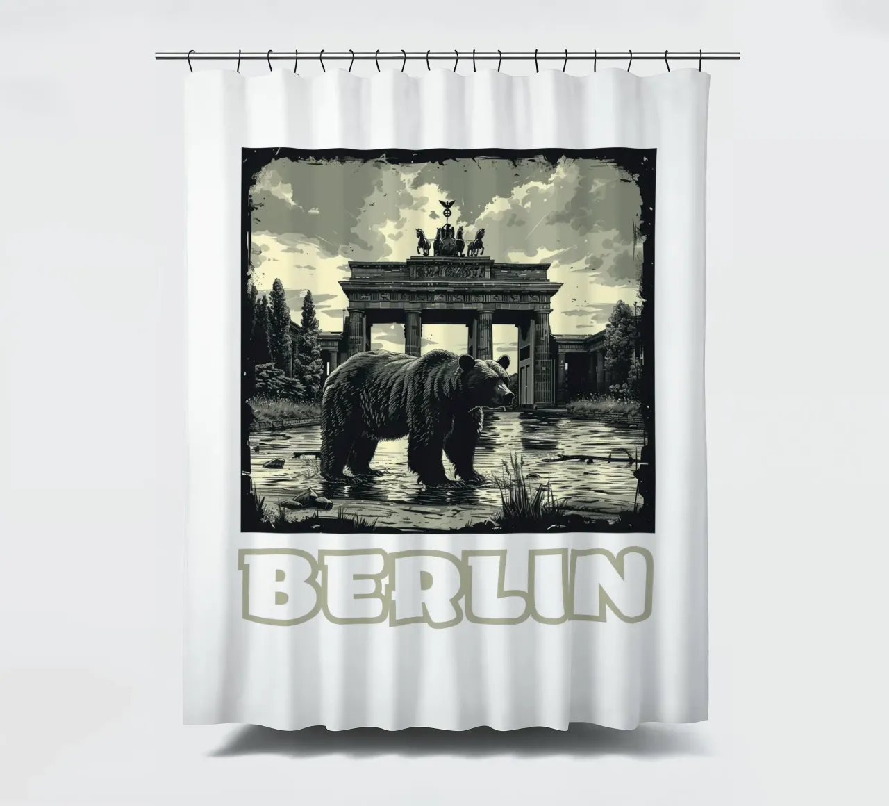 Berlin - Metropolis of Memories shower curtain by Nikis Art Studio