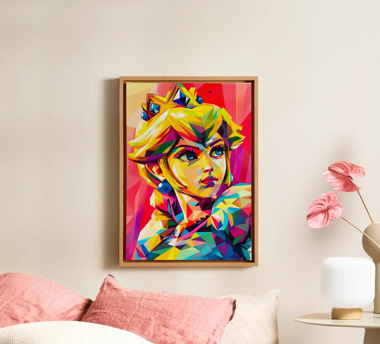 Wpap Princess Peach canvas with Floater frame by HopeStudio