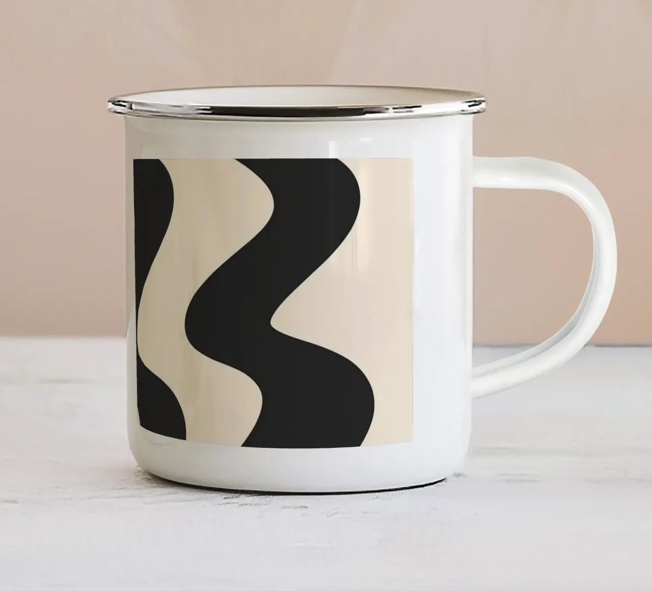 Linee a ghirigori - monocromatiche tazza in smalto da Wackapacka