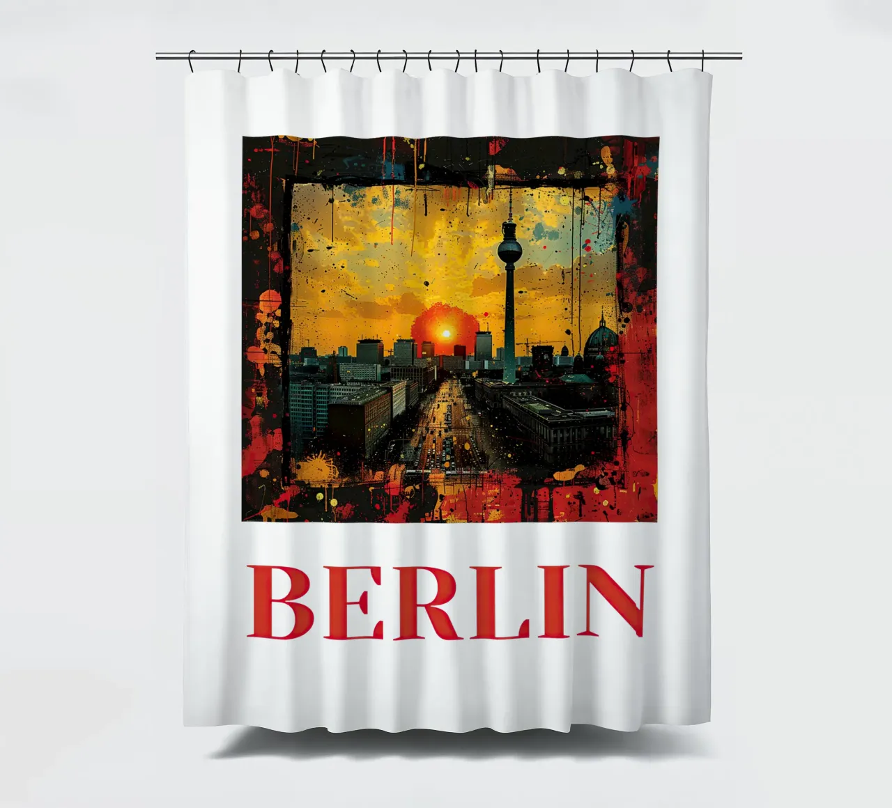 Berlin shower curtain by Nikis Art Studio