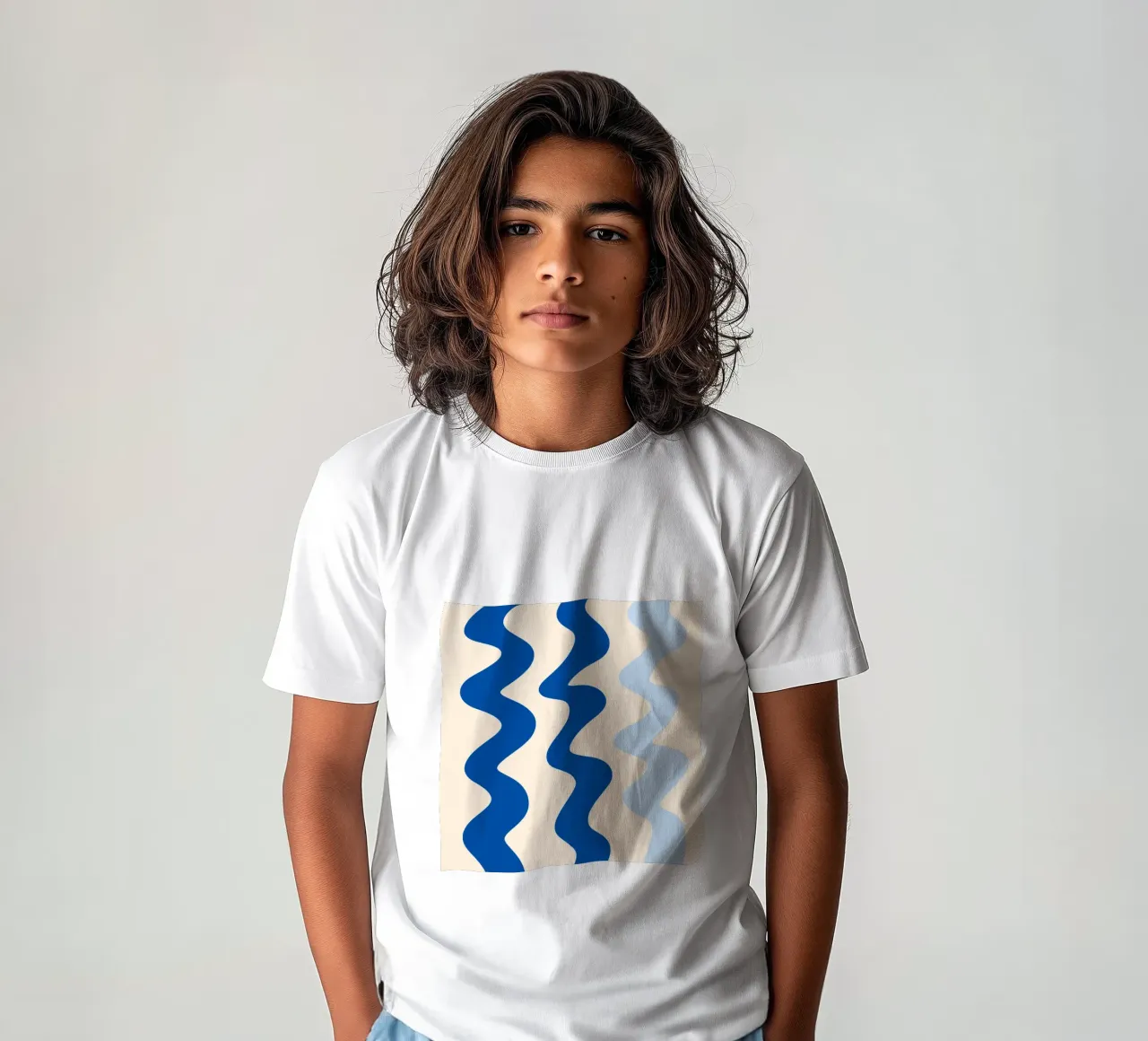 Verschnörkelte Linien - blau Kinder T-Shirt von Wackapacka