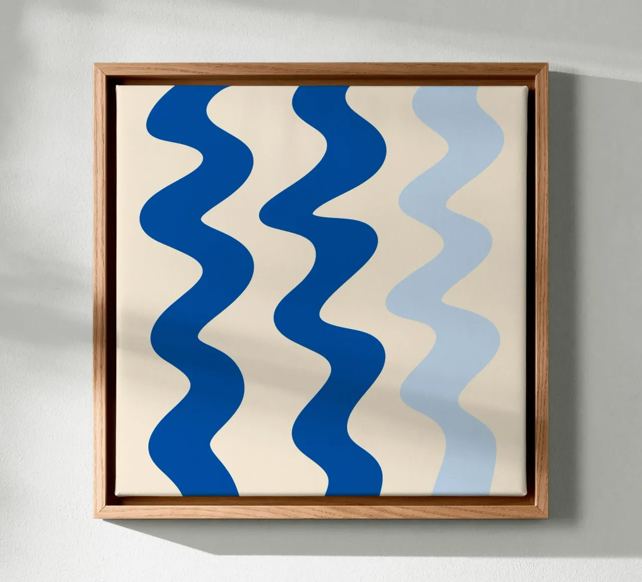 Squiggly lines - blue canvas with Floater frame by Wackapacka