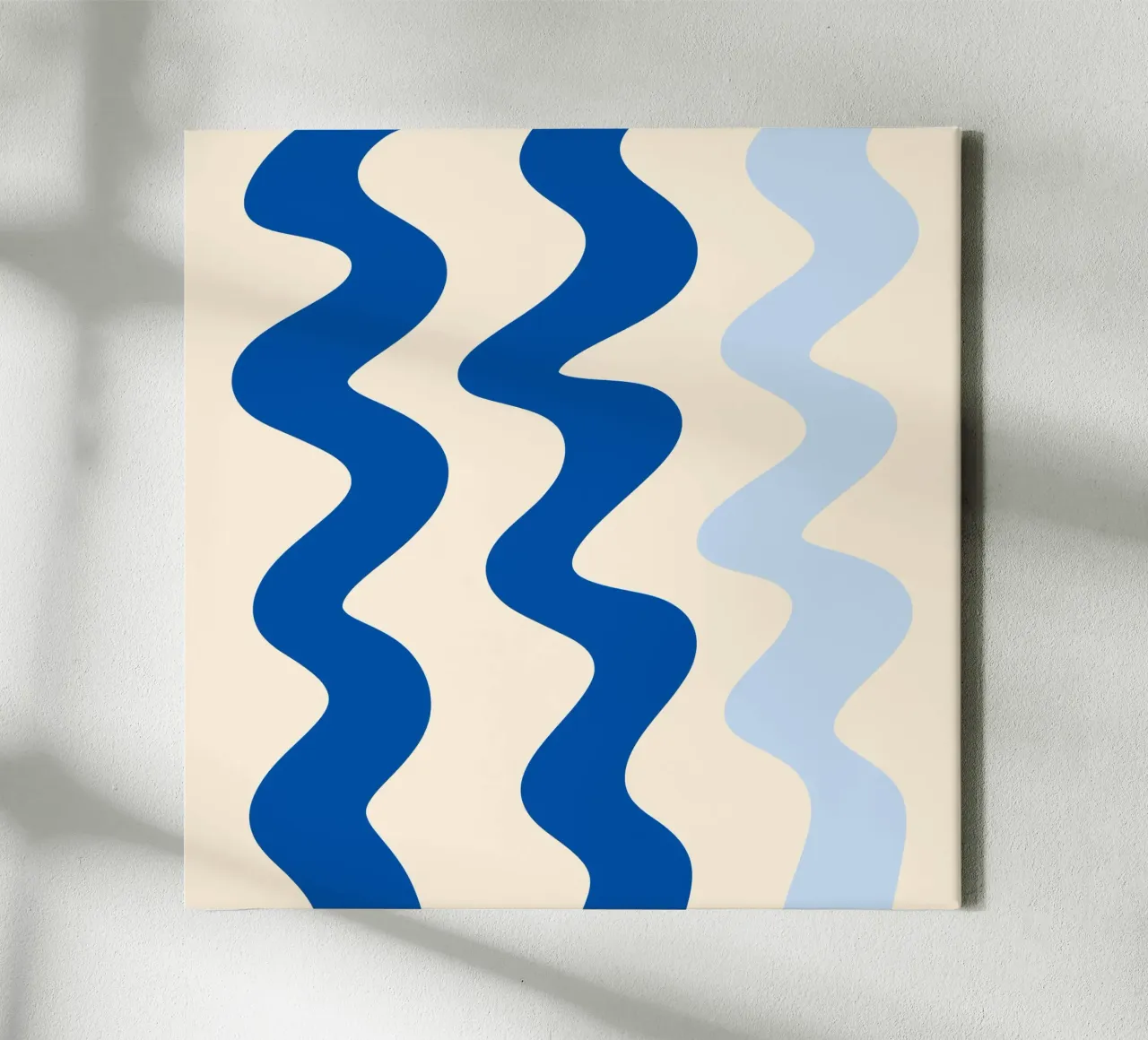 Squiggly lines - blue canvas with Floater frame by Wackapacka