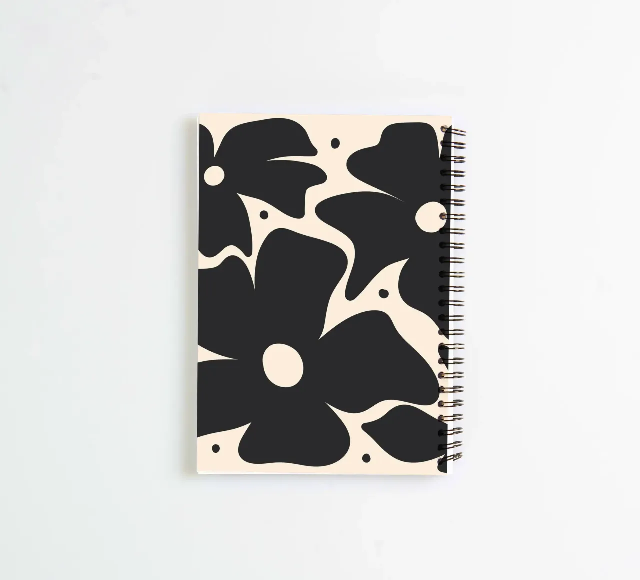 Abstract monochrome flowers 2 spiral notebook by Wackapacka