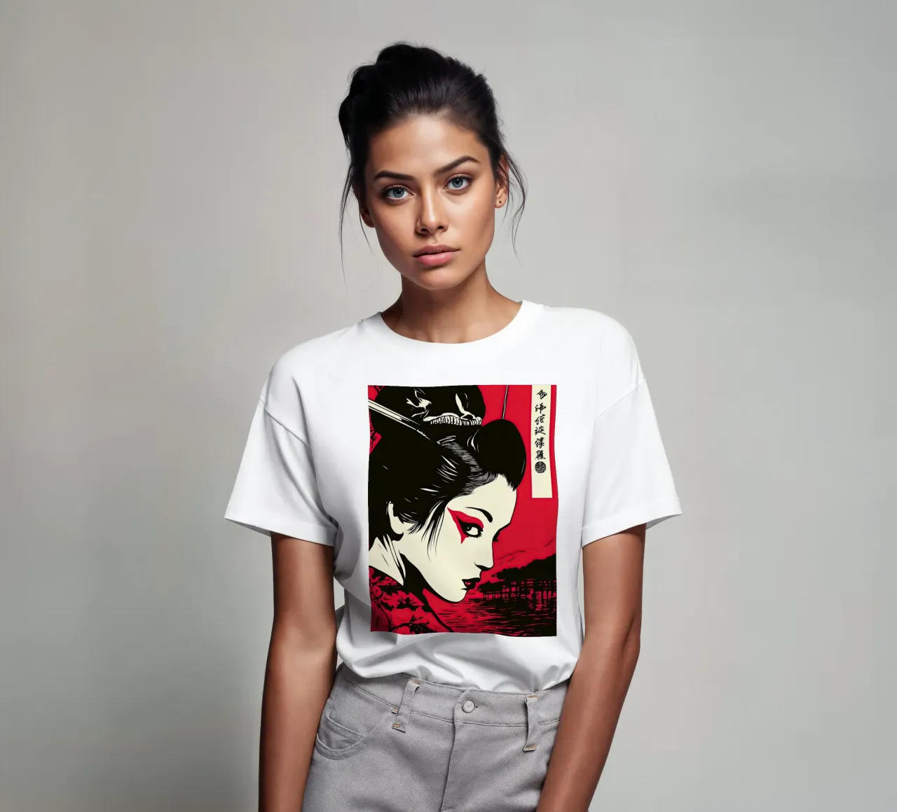 Geisha giapponese in rosso t-shirt da Autofocus