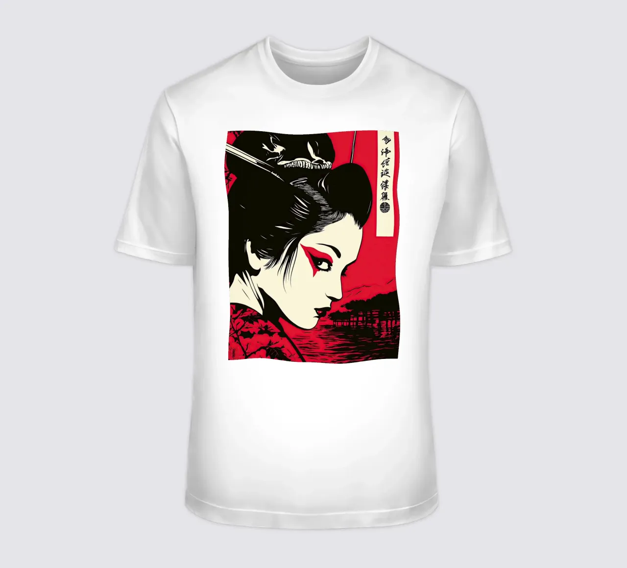 Geisha giapponese in rosso t-shirt da Autofocus