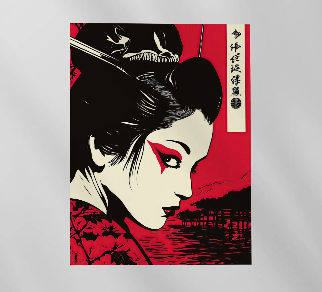 Geisha giapponese in rosso pellicola backlit da Autofocus
