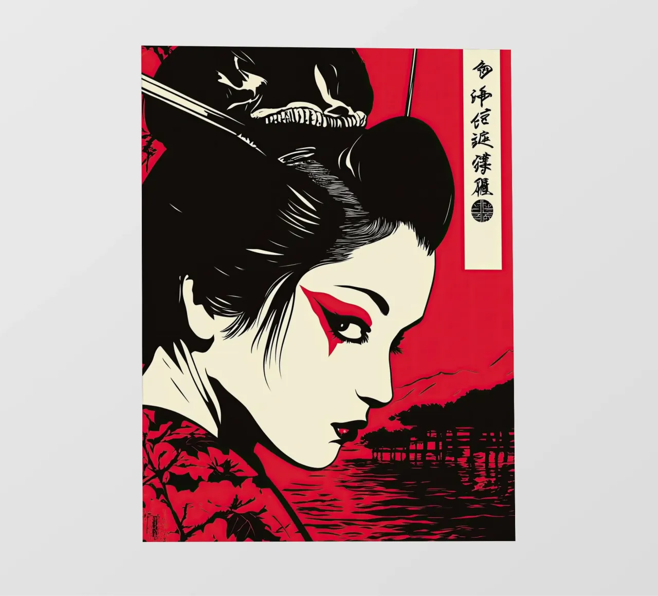 Geisha giapponese in rosso pellicola backlit da Autofocus