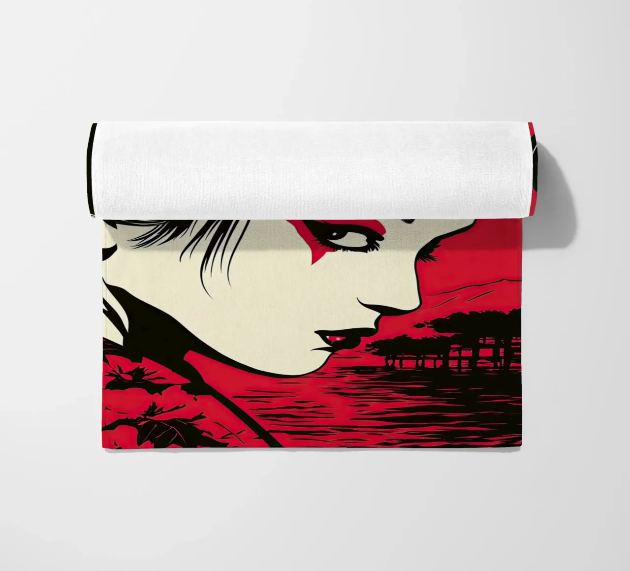 Geisha giapponese in rosso telo mare da Autofocus