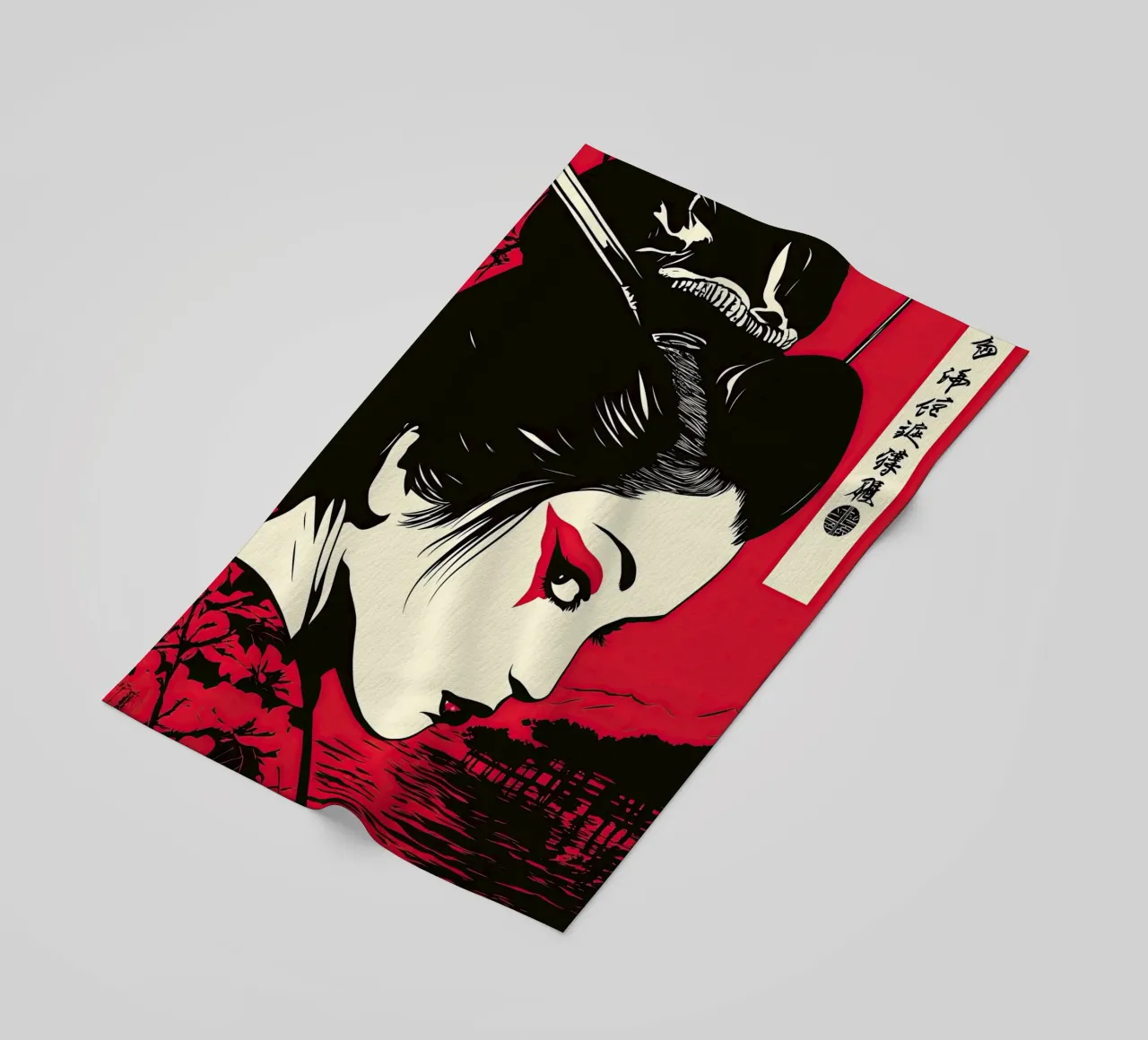 Geisha giapponese in rosso telo mare da Autofocus