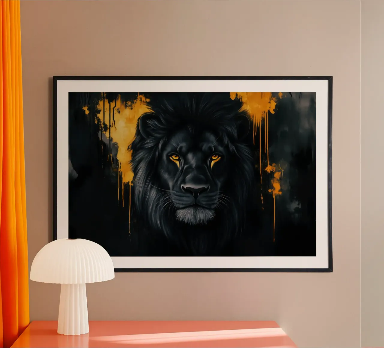Leone nero con oro carta hahnemühle da Autofocus