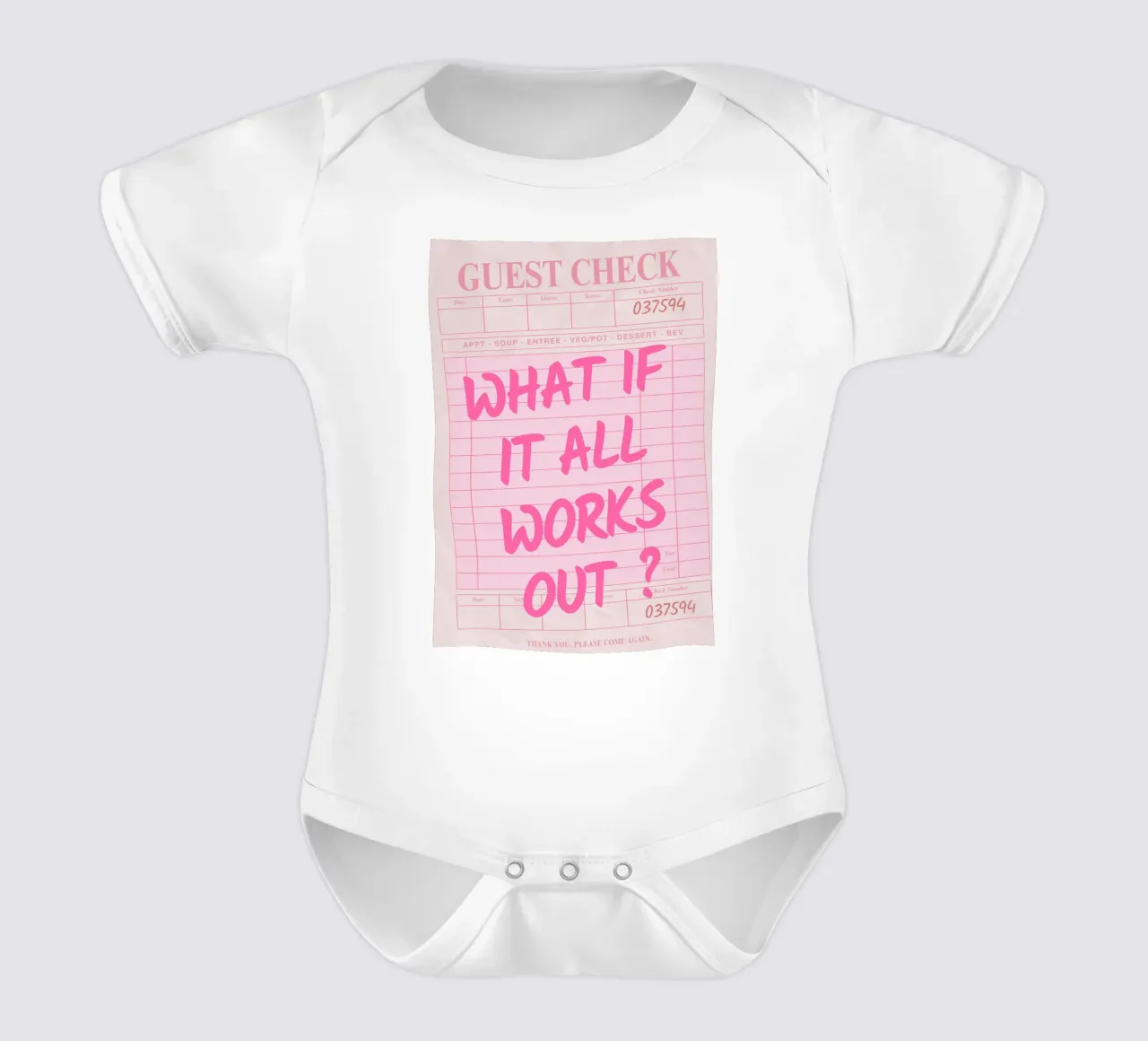 Guest Check, What If It All Works Out, Trendy Typography (en anglais) body bébé de pdigitalprints