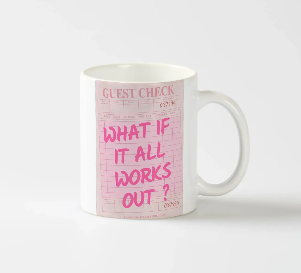 Gast-Check,Was, wenn alles klappt, Trendy Typography Keramik Tasse von pdigitalprints
