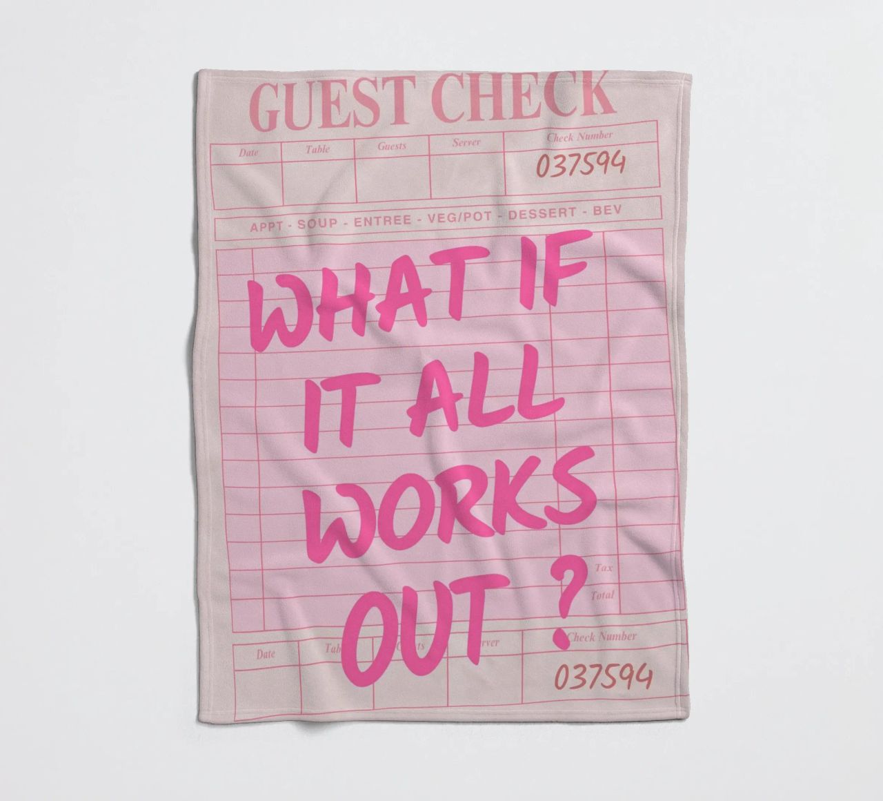 Guest Check,What If It All Works Out, Trendy Typography fleece blanket by pdigitalprints