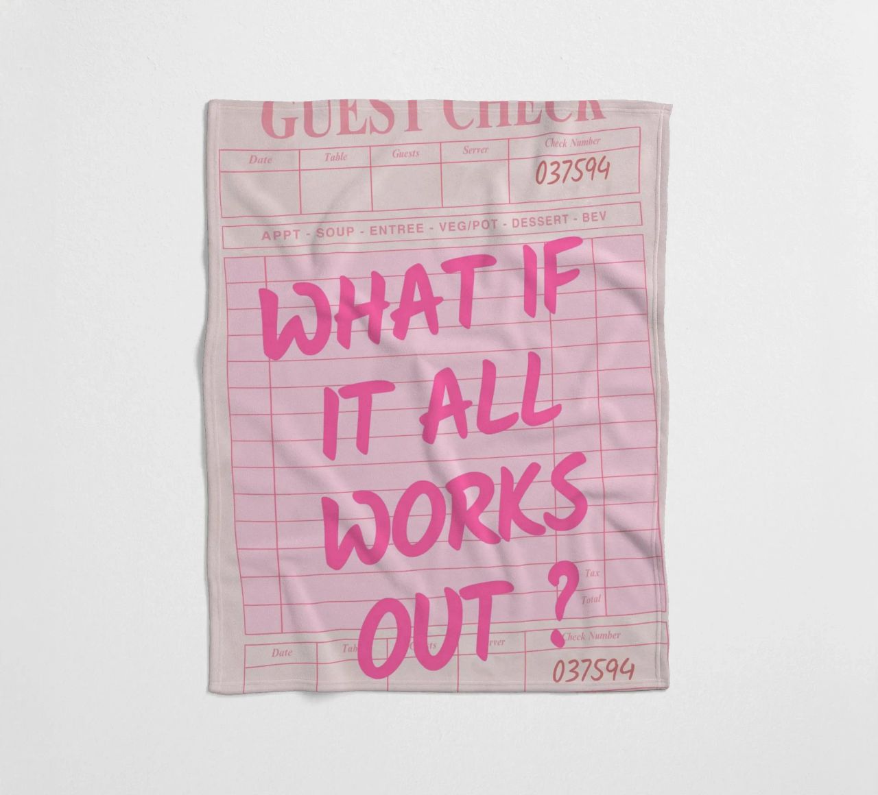 Guest Check,What If It All Works Out, Trendy Typography fleece blanket by pdigitalprints