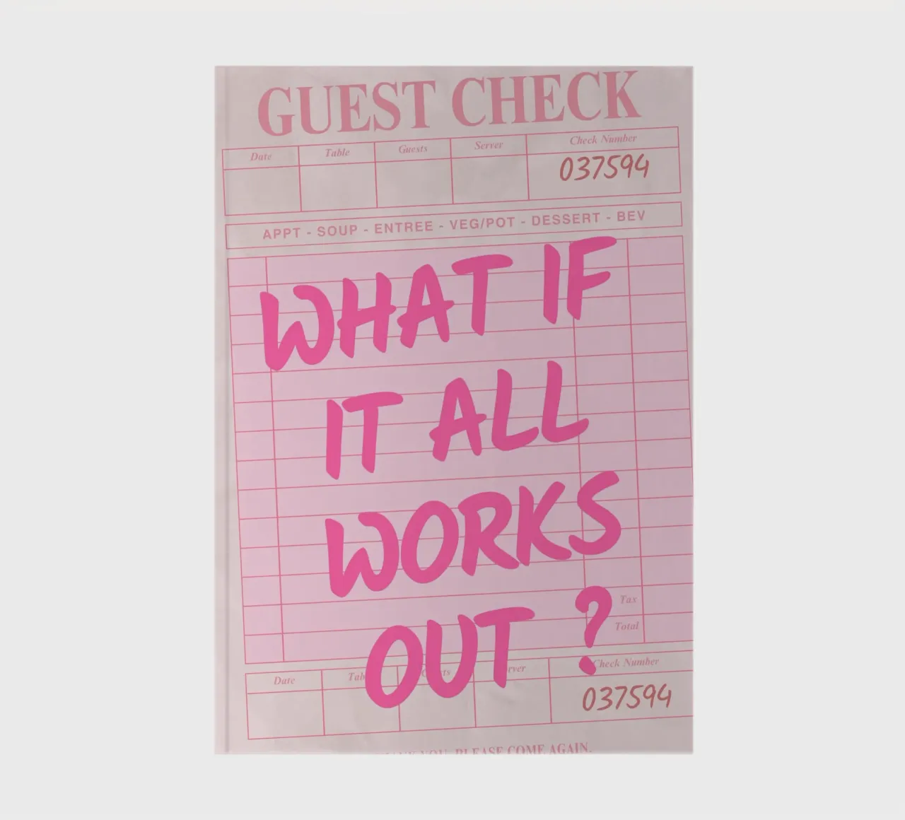 Guest Check,E se tutto funzionasse, Tipografia di tendenza diario da pdigitalprints