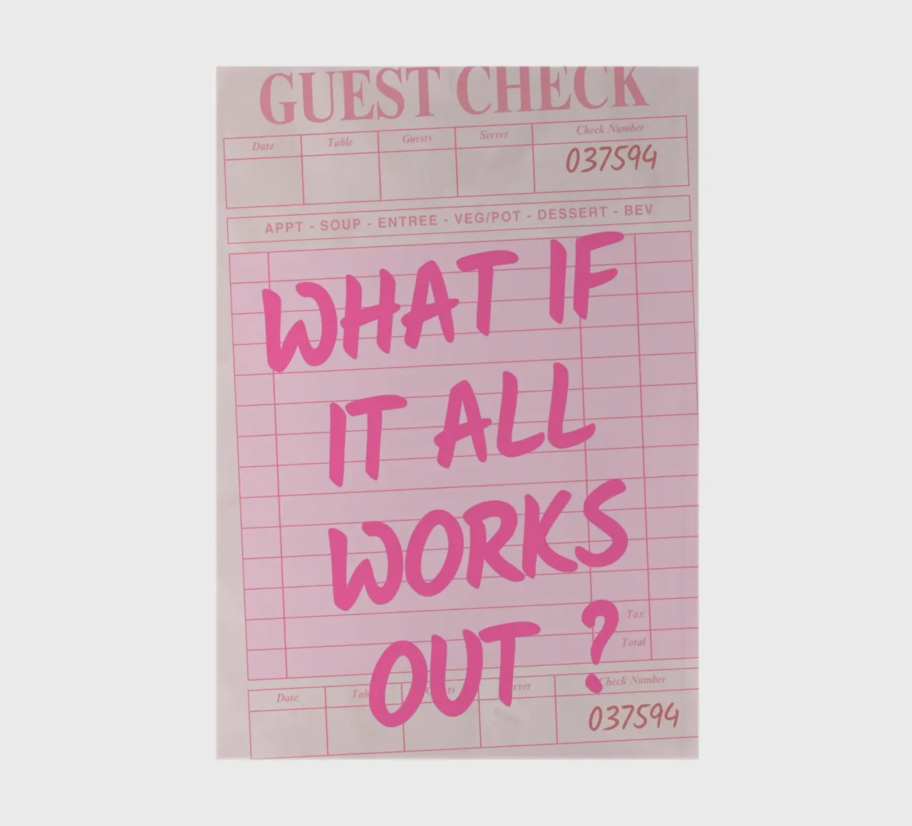 Guest Check,E se tutto funzionasse, Tipografia di tendenza diario da pdigitalprints