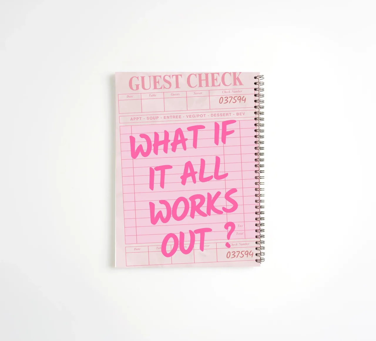 Guest Check,What If It All Works Out, Trendy Typography spiral notebook by pdigitalprints
