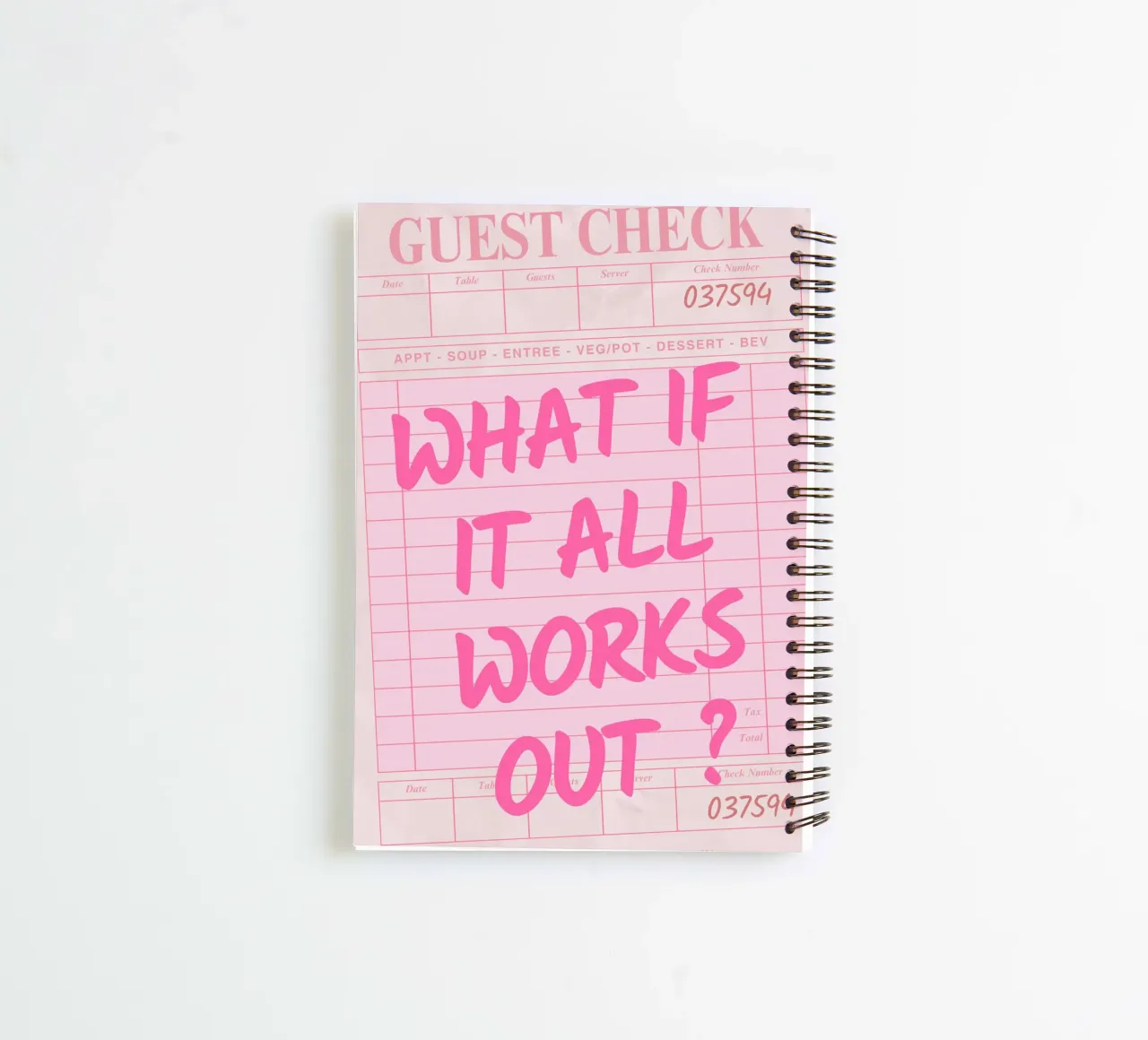 Guest Check,What If It All Works Out, Trendy Typography spiral notebook by pdigitalprints