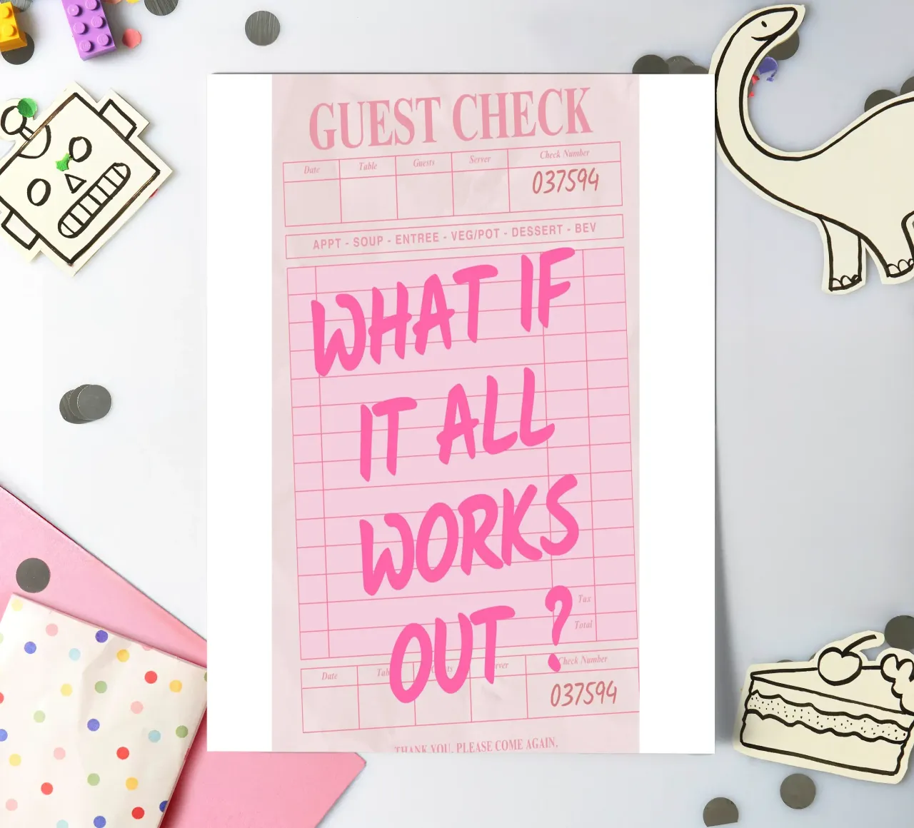Gast-Check,Was, wenn alles klappt, Trendy Typography Stickerbogen von pdigitalprints