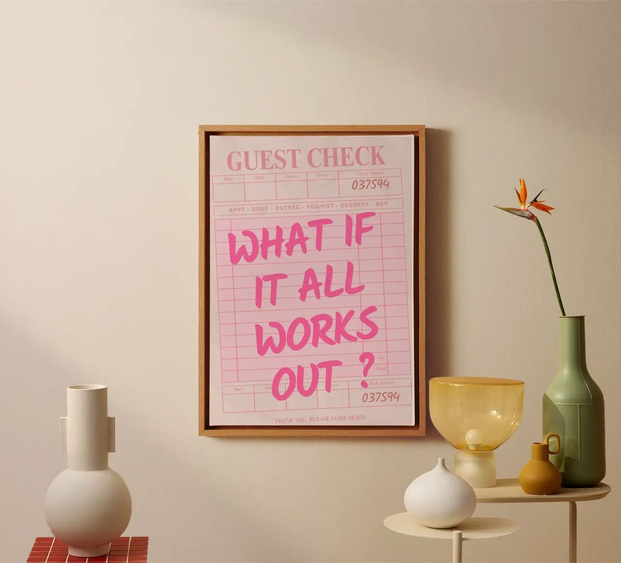 Guest Check,What If It All Works Out, Trendy Typography canvas by pdigitalprints