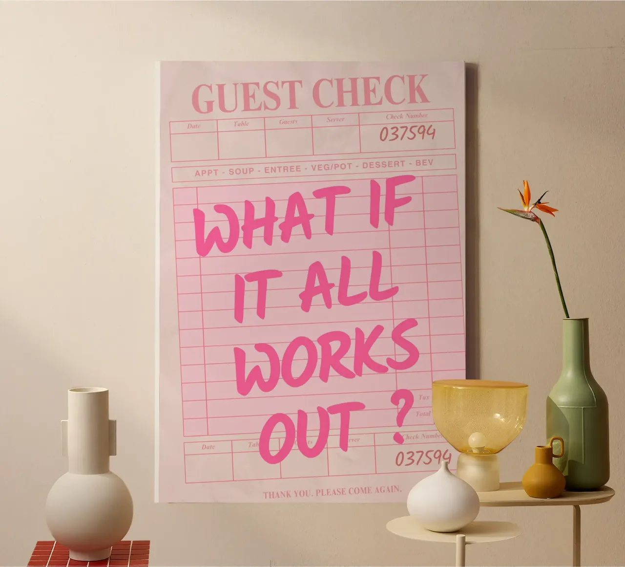 Guest Check,What If It All Works Out, Trendy Typography canvas by pdigitalprints