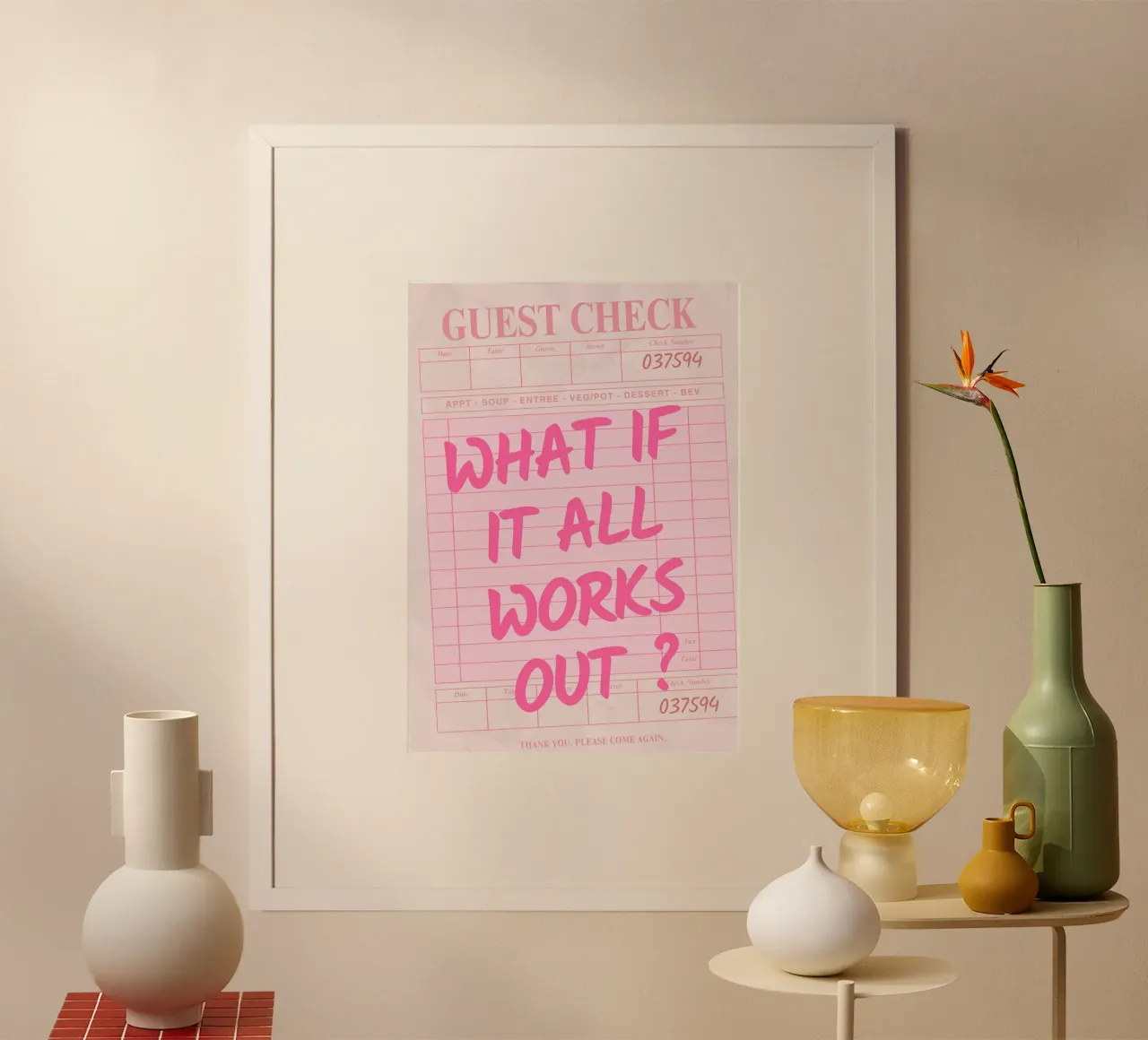 Guest Check,What If It All Works Out, Trendy Typography hahnemühle by pdigitalprints
