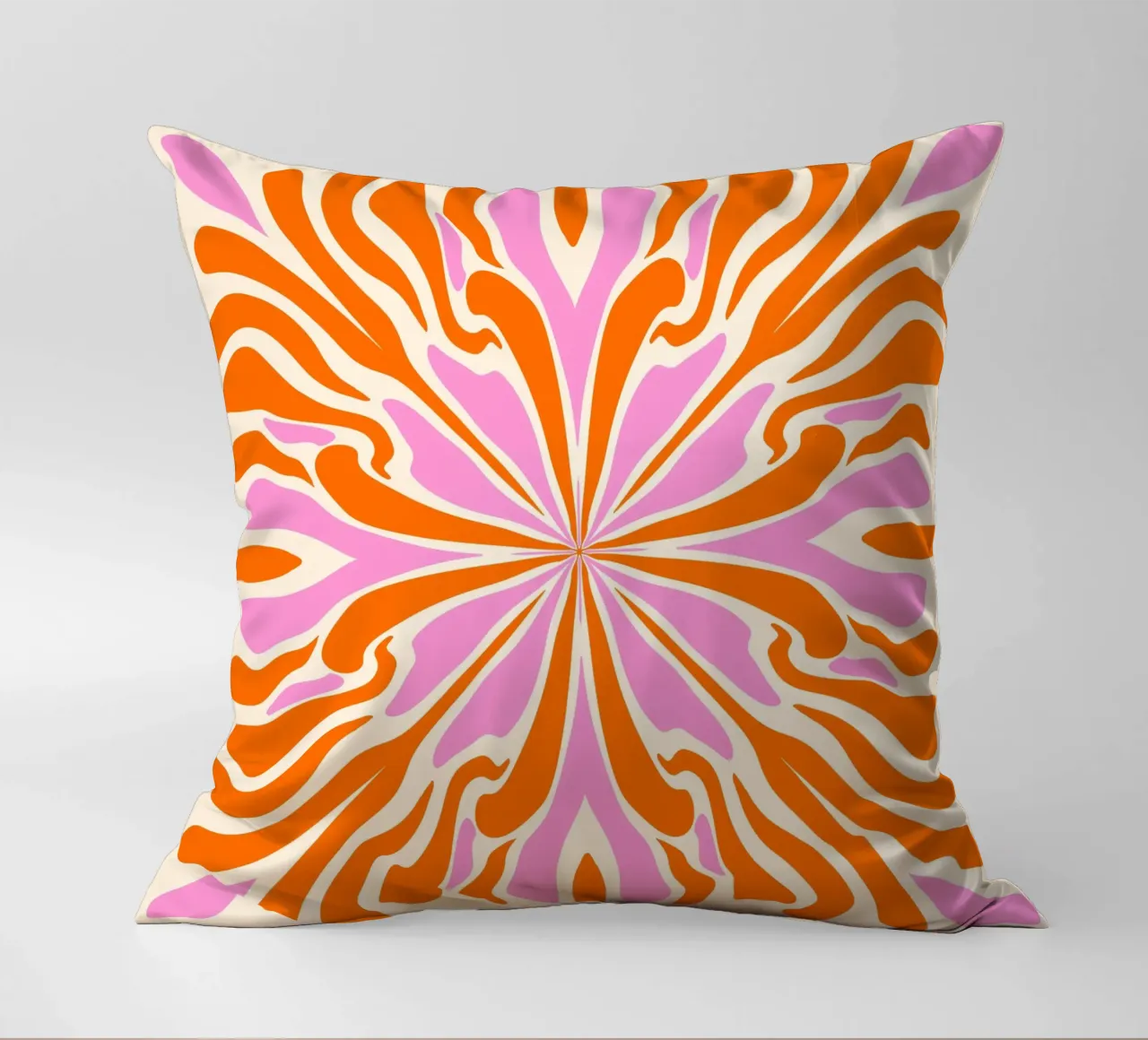 Abstract psychedelic symmetrical petals decorative cushion by Wackapacka