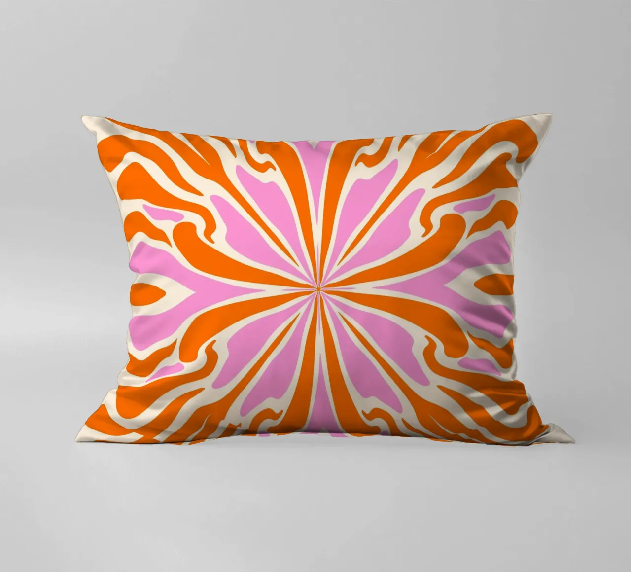 Abstract psychedelic symmetrical petals decorative cushion by Wackapacka