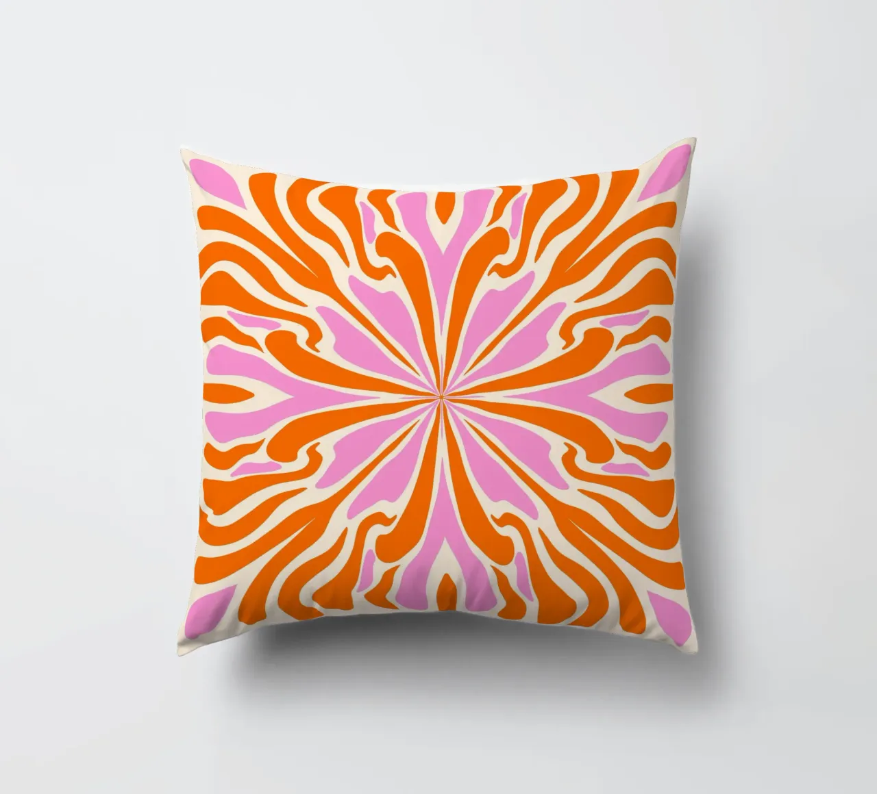 Abstract psychedelic symmetrical petals decorative cushion by Wackapacka