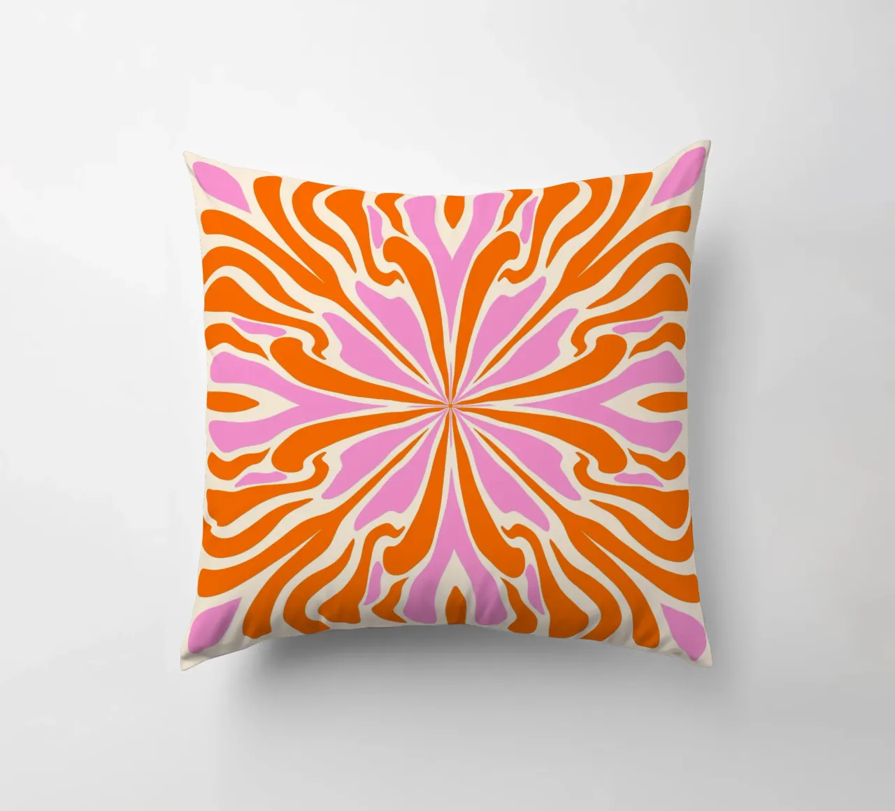 Abstract psychedelic symmetrical petals decorative cushion by Wackapacka