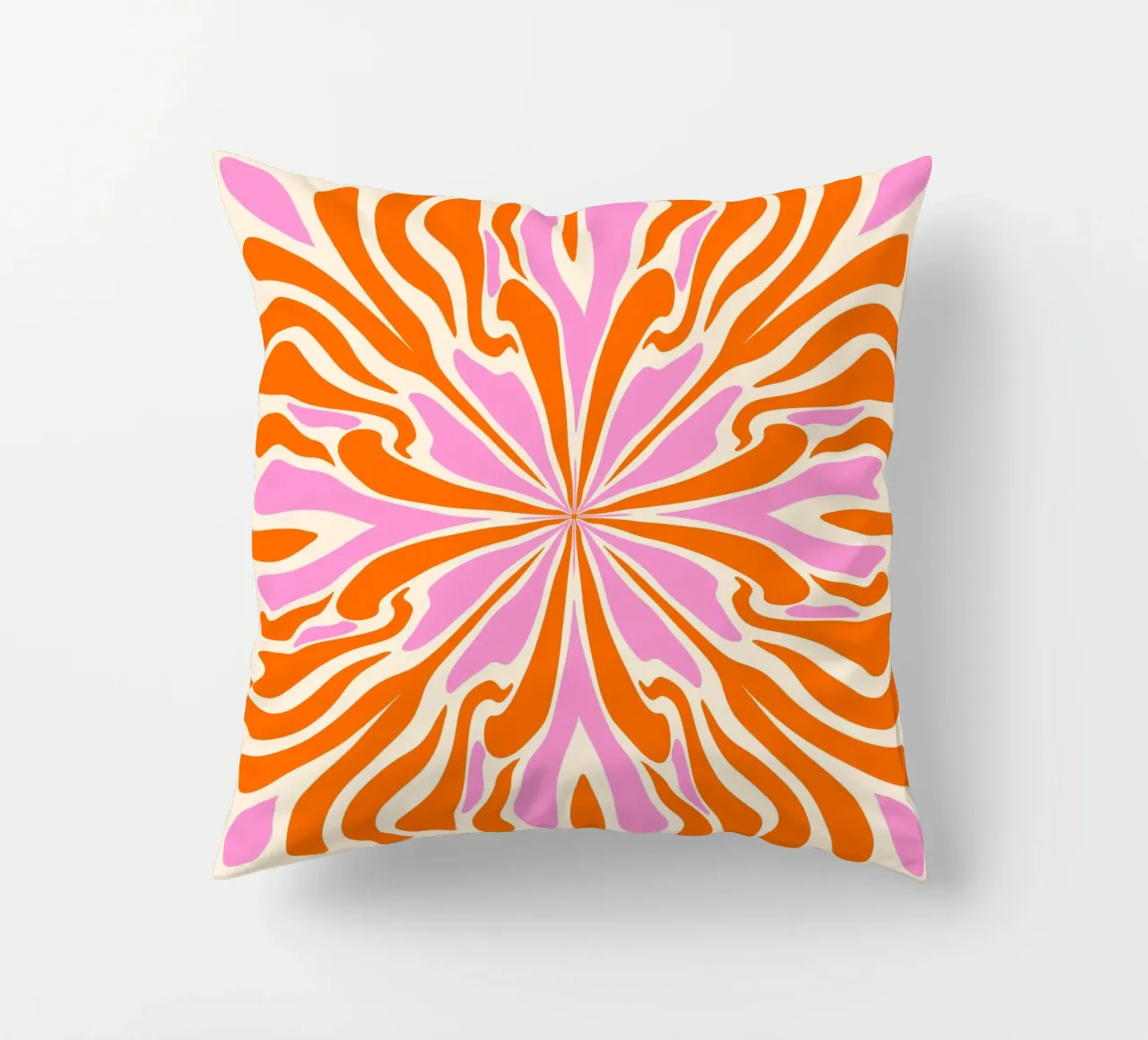 Abstract psychedelic symmetrical petals decorative cushion by Wackapacka